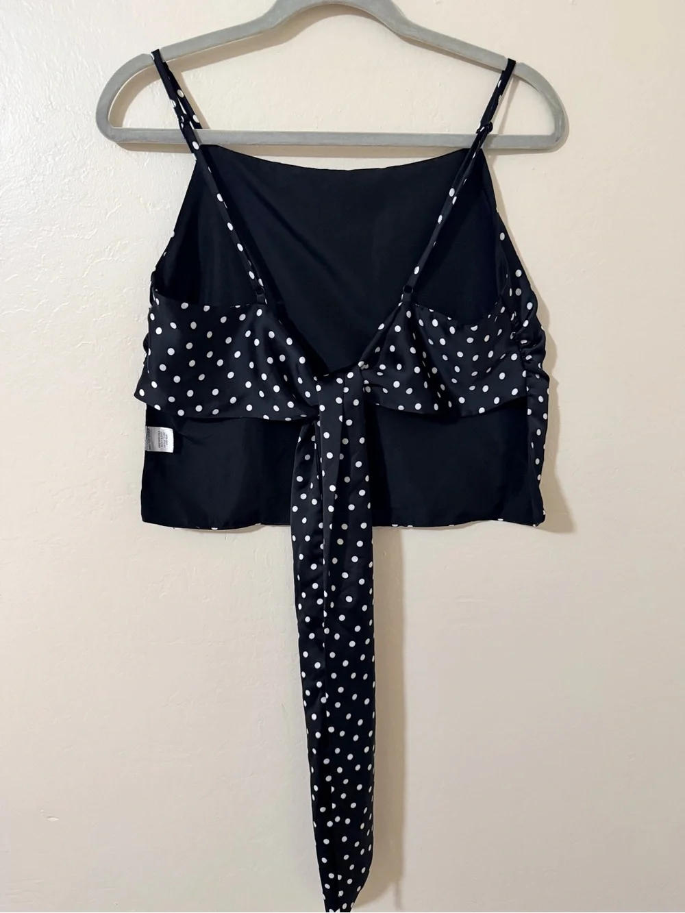 House of Harlow 1960 Black and White Polka Dot Spaghetti Strap Camisole - Picture 4 of 5